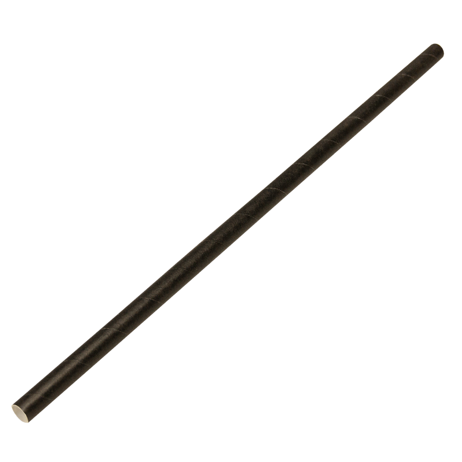 Slámky / brčka papírová rovná, černá 25 cm, Ø 8 mm /100 ks
