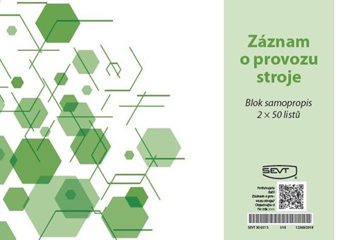 Tiskopis záznam o provozu stroje A5 NCR samopropisovací 2x 50 listů