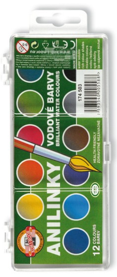 Vodové barvy anilinky 12 odstínů - 22,0 mm brilantní barvy