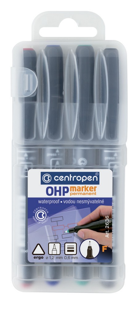 Centropen popisovač 2636 F OHP permanent sada 4 barev