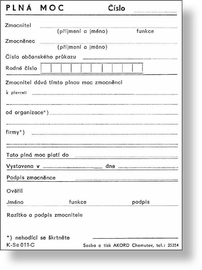 Plná moc A6, blok 50 L