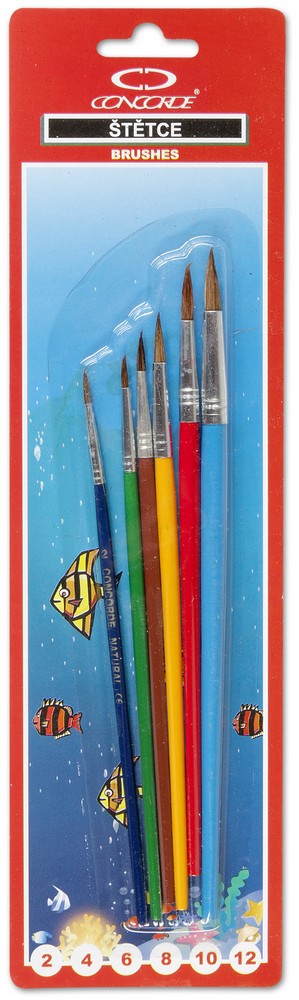 Štětec - souprava 6 ks– kulaté 2,4,6,8,10 a 12