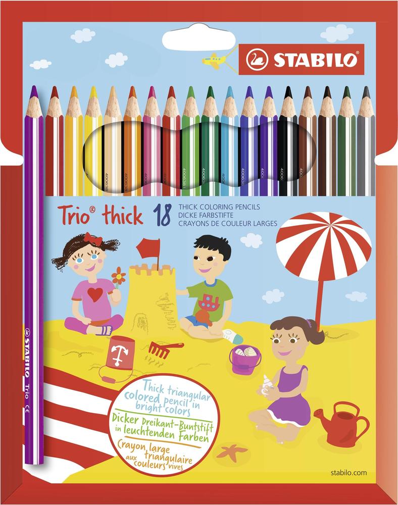Pastelky Stabilo Trio silné sada 18 ks v papírové krabičce