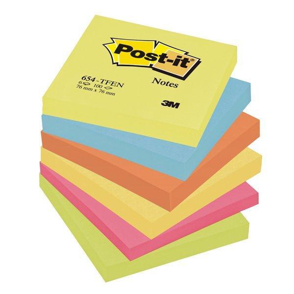 Blok samolepicí Post-it 76 x 76 mm / 540 listů energické barvy