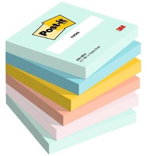 Blok samolepicí Post-it 76 x 76/6 ks x 100 listů osvěžující barvy Beachside
