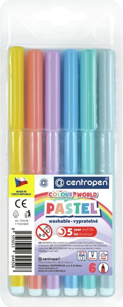 Centropen popisovače / fixy 7550/ 6 PASTEL vypratelný Ergo
