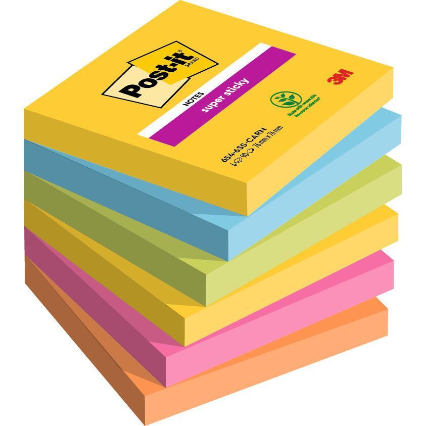 Post-it blok samolepicí Carnival 76 x 76 mm/6 ks, silně lepicí