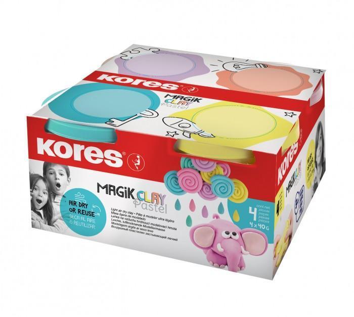 Modelovací hmota Kores MAGIK CLAY 4 barvy,pastelové po 40g