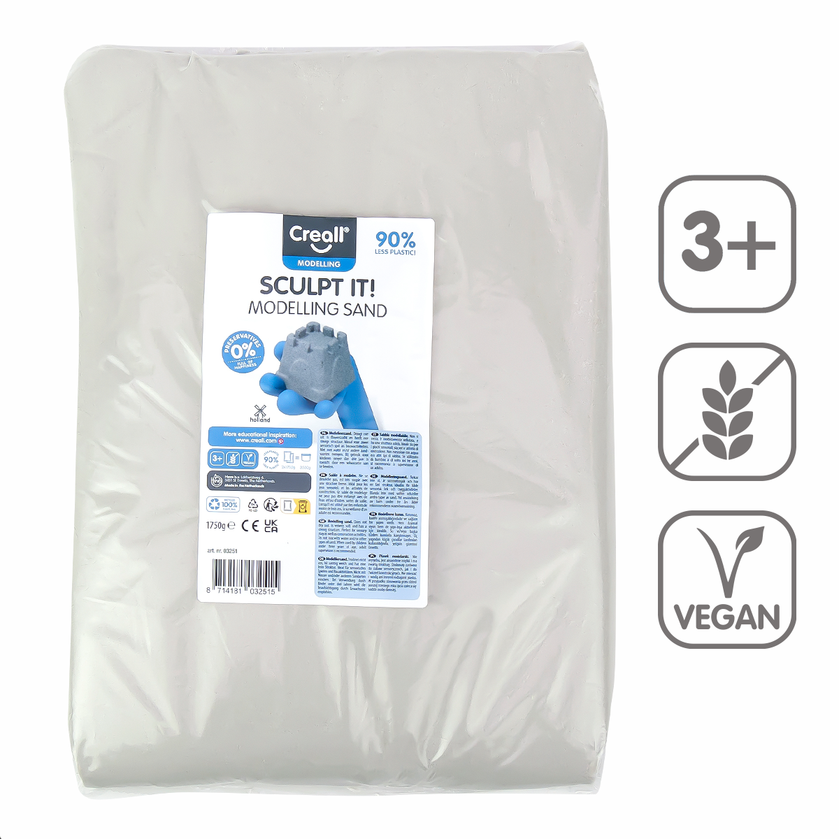Creall modelovací písek Sculpt it! 1750g náhr.náplň přírodní
