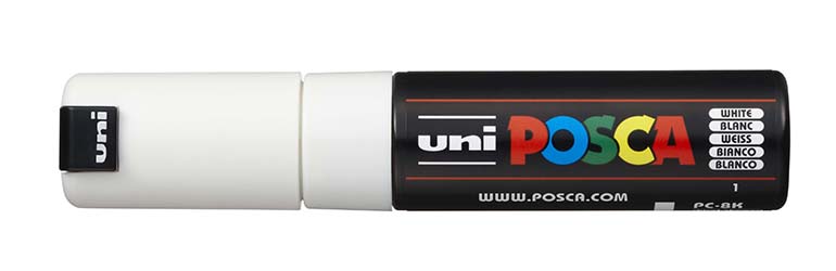 Popisovač akrylový POSCA PC-8K bílý 8mm seříznutý