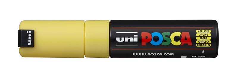 Popisovač akrylový POSCA PC-8K žlutý 8mm seříznutý