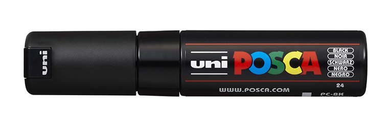 Popisovač akrylový POSCA PC-8K černý 8mm seříznutý