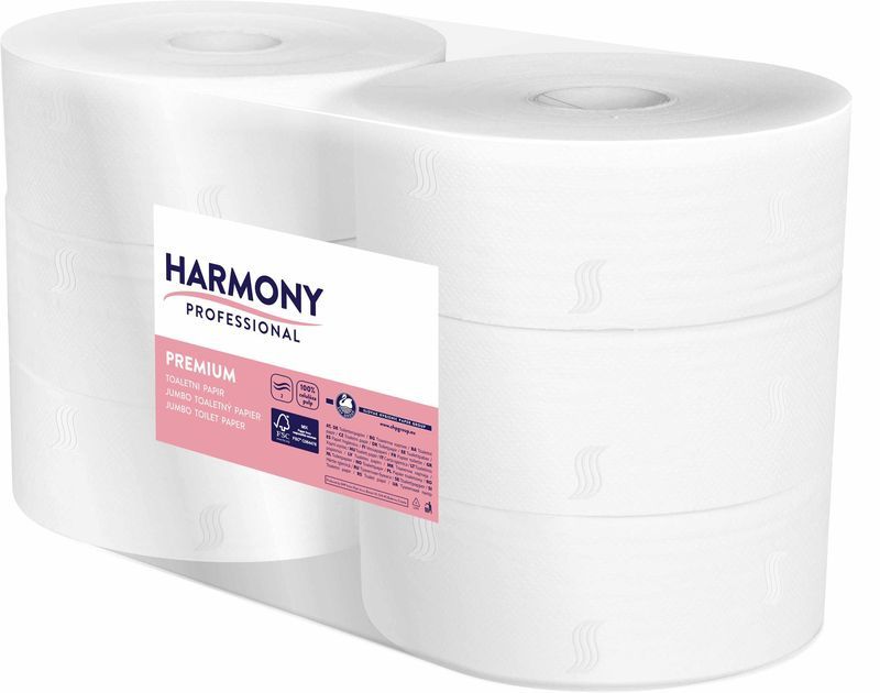 Papír toaletní JUMBO Harmony Professional Ø 240 mm celulozový 2-vrstvý, 195m / 6 rolí