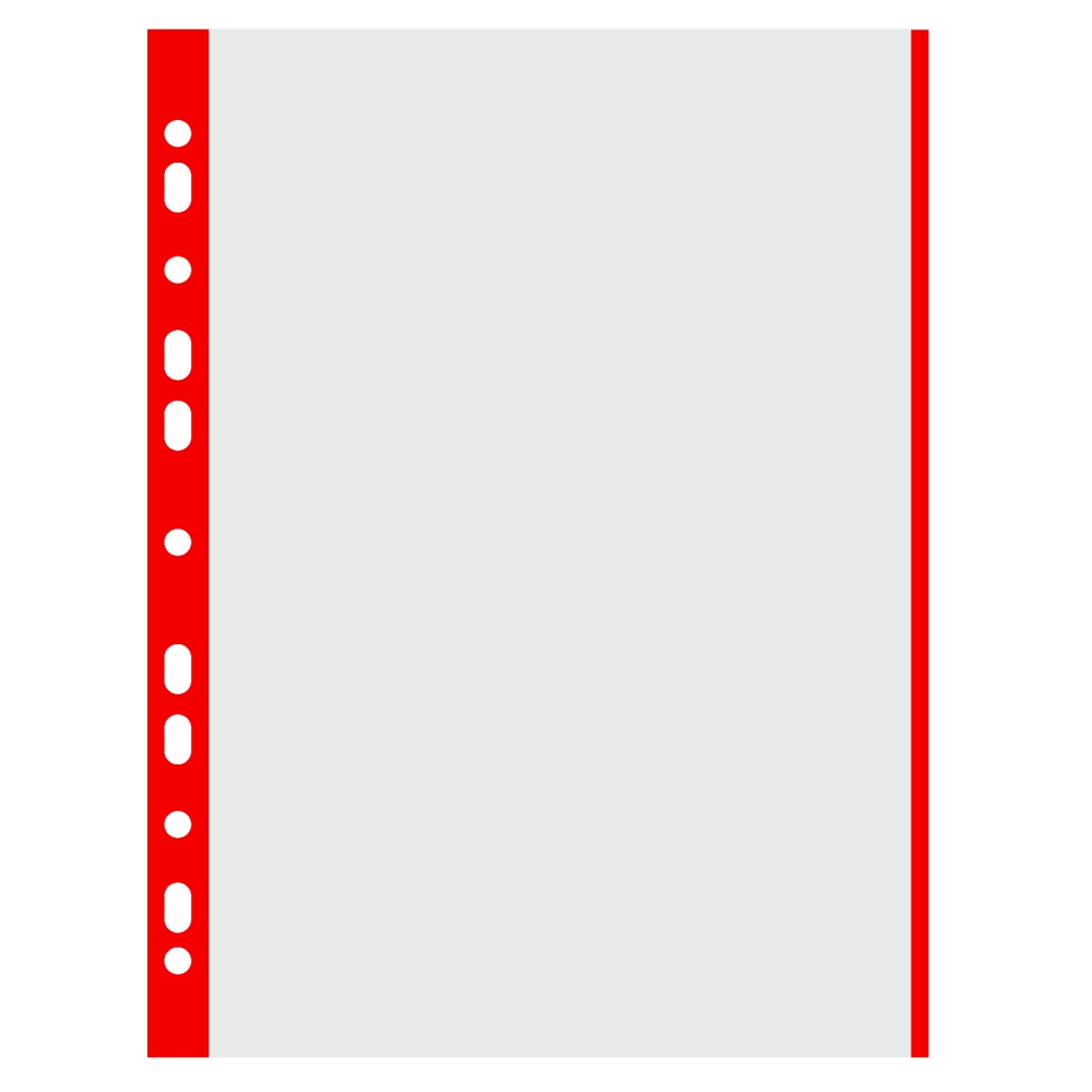 Obal závěsný A4 "U" 40 mic čirý s barevným okrajem - červený /100 ks