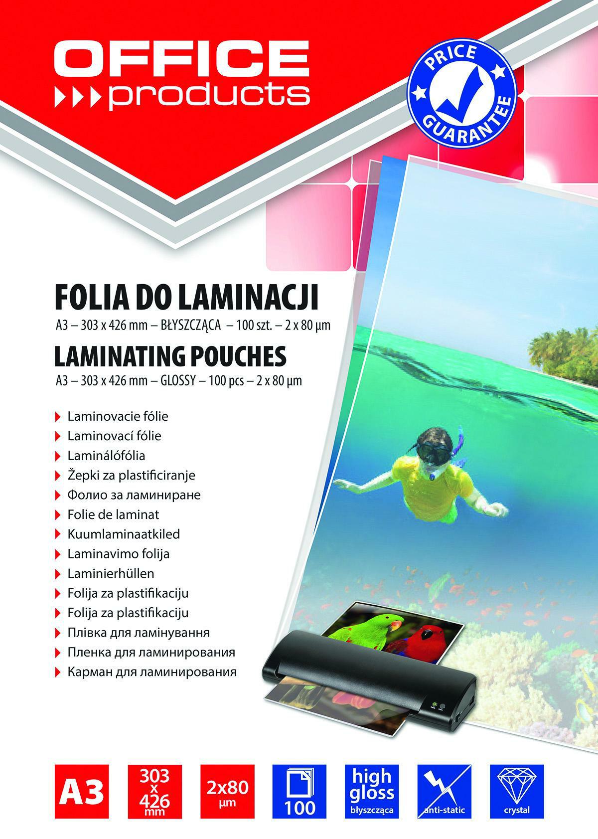 Fólie laminovací A3 / 80 mic. 303 x 426 mm / 100 ks