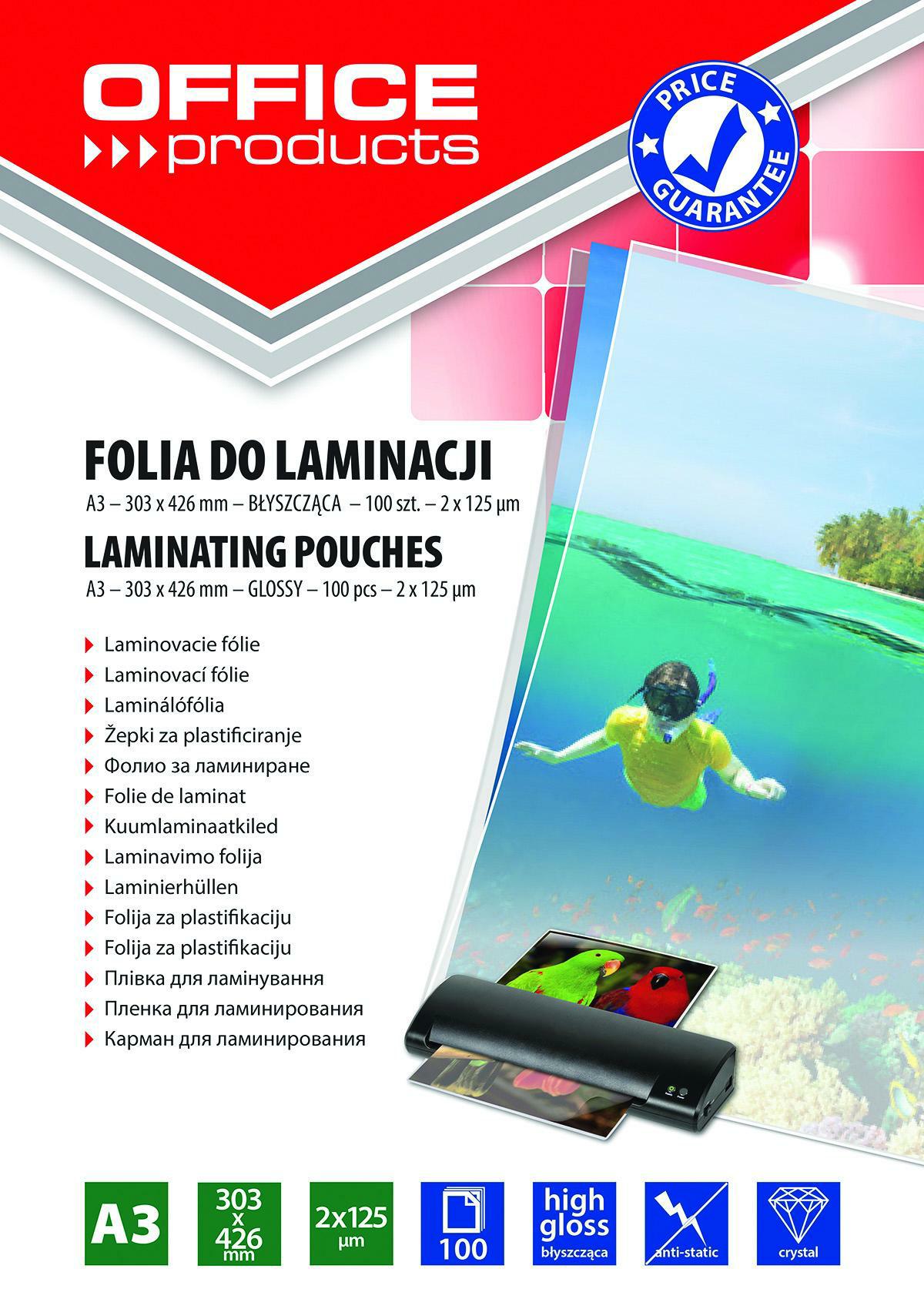 Fólie laminovací A3 / 125 mic. 303 x 426 mm / 100 ks