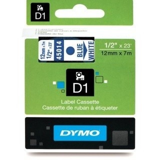 Dymo originální páska do tiskárny štítků, Dymo, 45011, S0720510, modrý tisk/transparentní podklad, 7m, 12mm, D1
