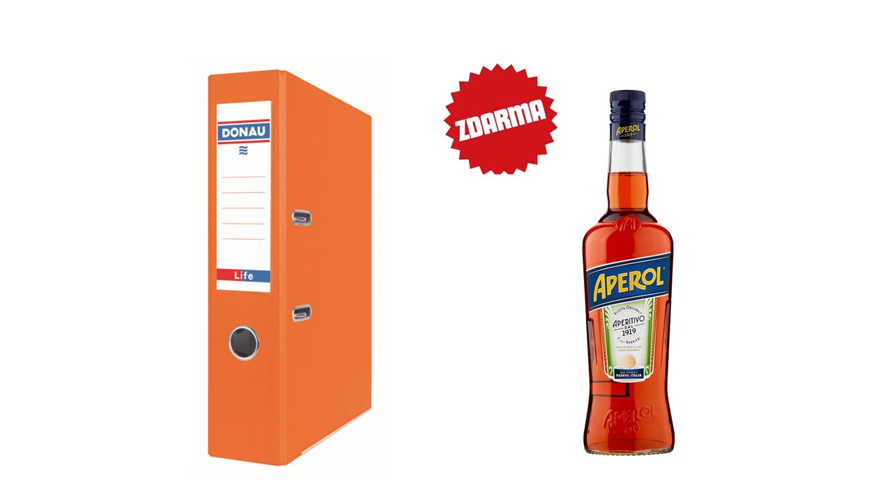 Pořadač pákový A4 Donau LIFE 75mm neonově oranžový + dárek Aperol 0,7l