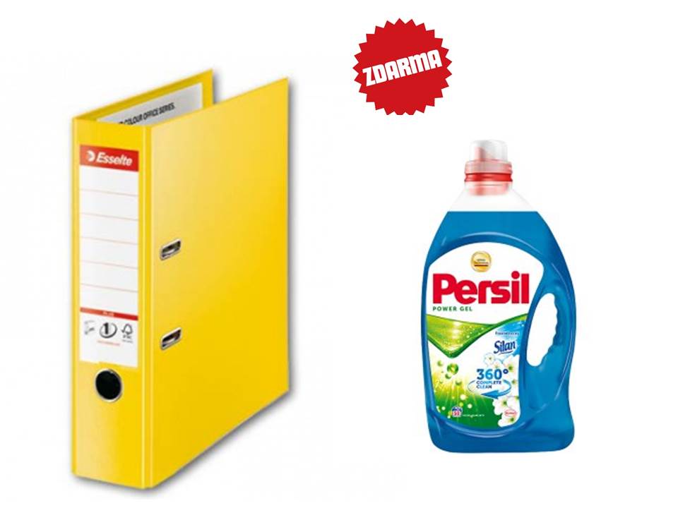 5x Pořadač pákový Esselte No.1 POWER A4 maxi 8 cm VIVIDA žlutý + Persil prací gel 20 PD